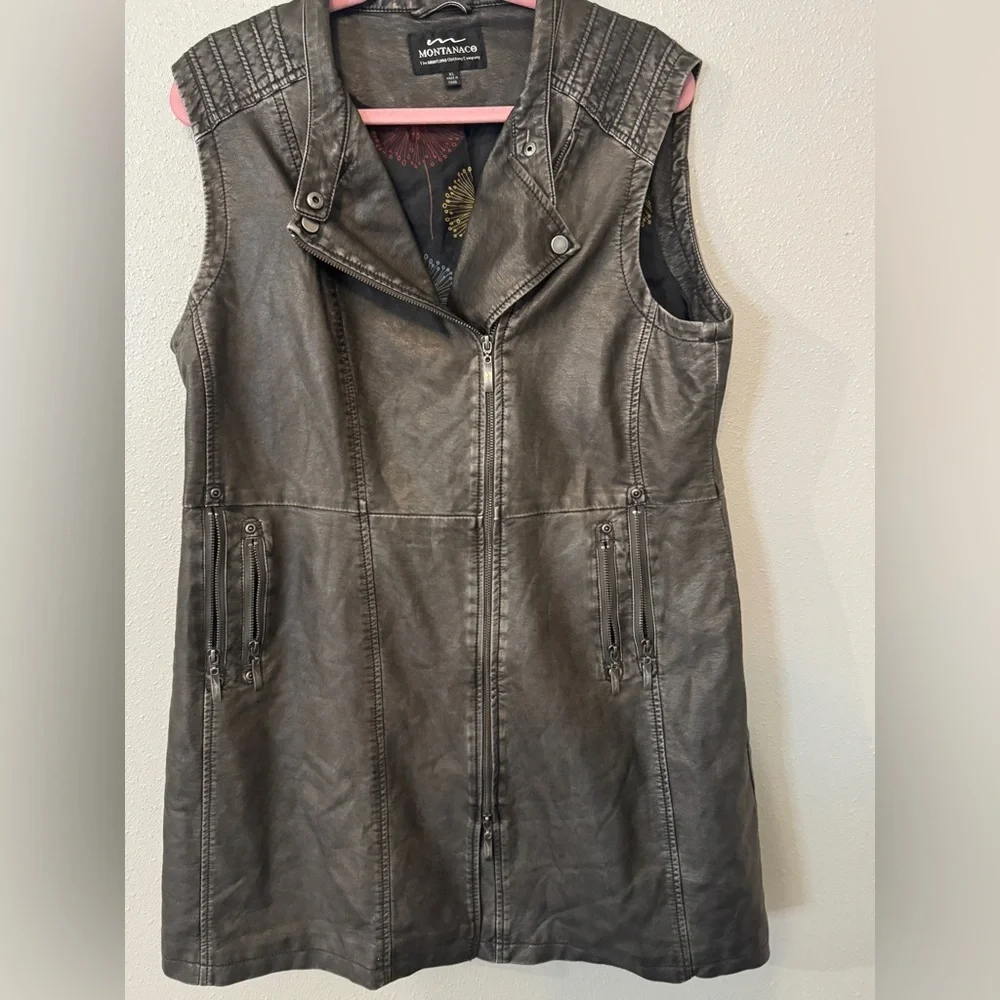 Grey faux leather moto festival sleeveless mini dress size XL sexy fun cool girl - Picture 7 of 10